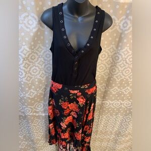 Hi-Low Skirt with Red Roses